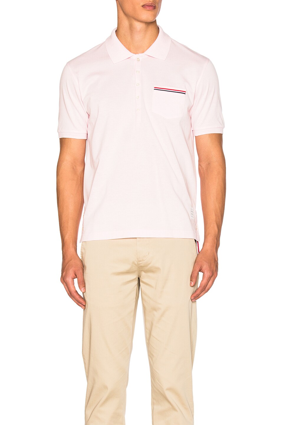 Image 1 of Thom Browne Fine Mercerized Pique Polo in Light Pink