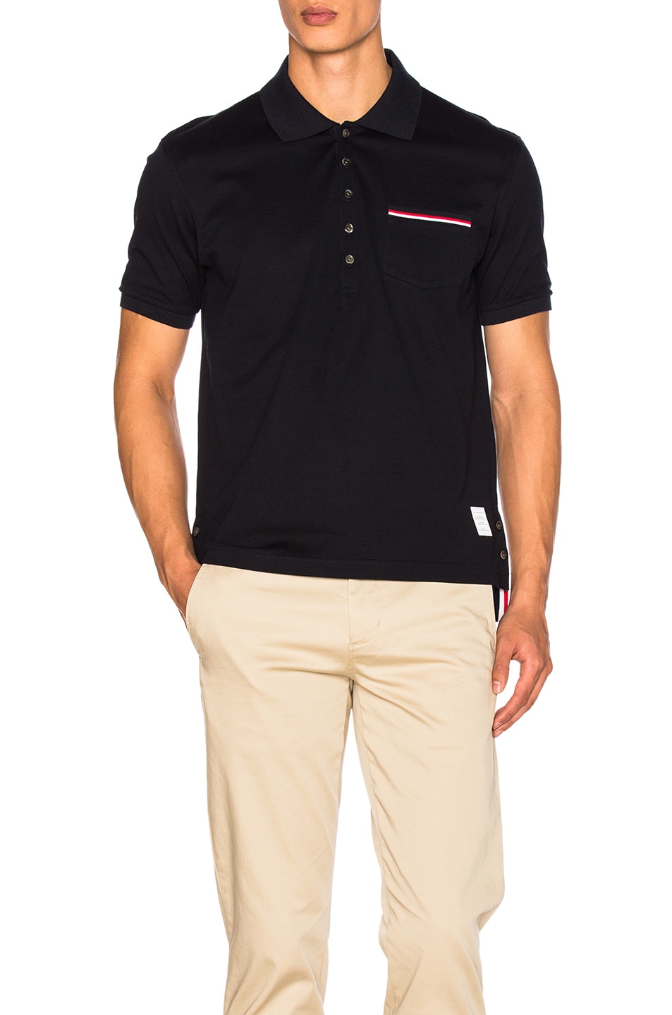 Image 1 of Thom Browne Fine Mercerized Pique Polo in Navy
