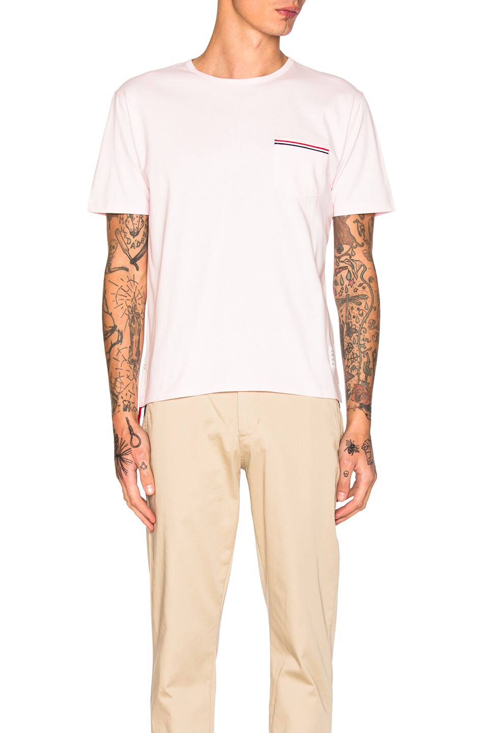 Image 1 of Thom Browne Jersey Cotton Short Sleeve Pocket Tee in Light Pink