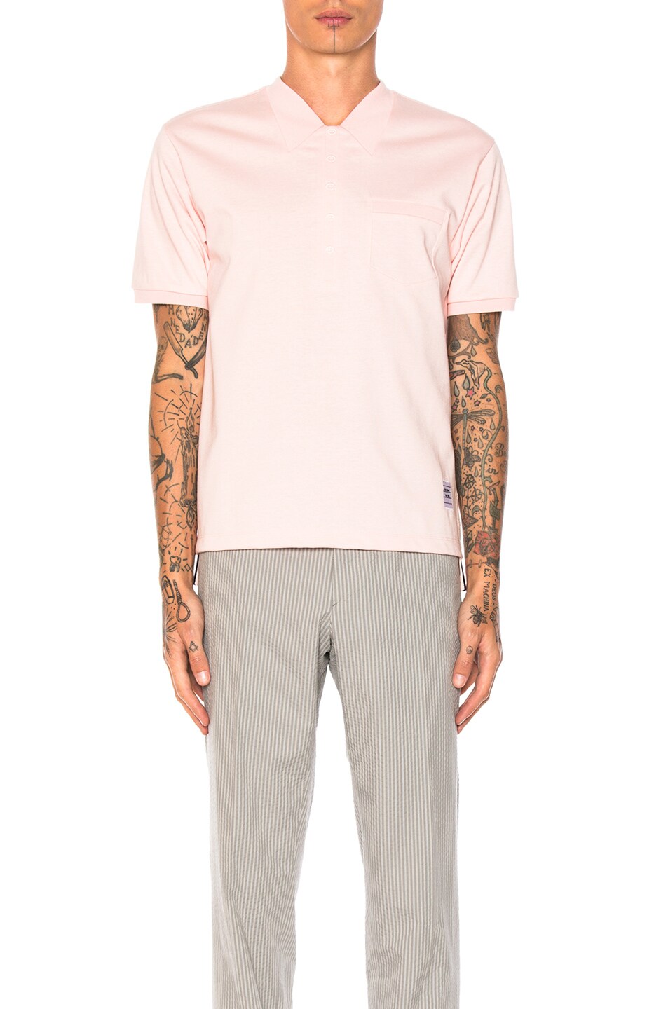 Image 1 of Thom Browne Trompe L'Oeil Polo in Pastel Pink