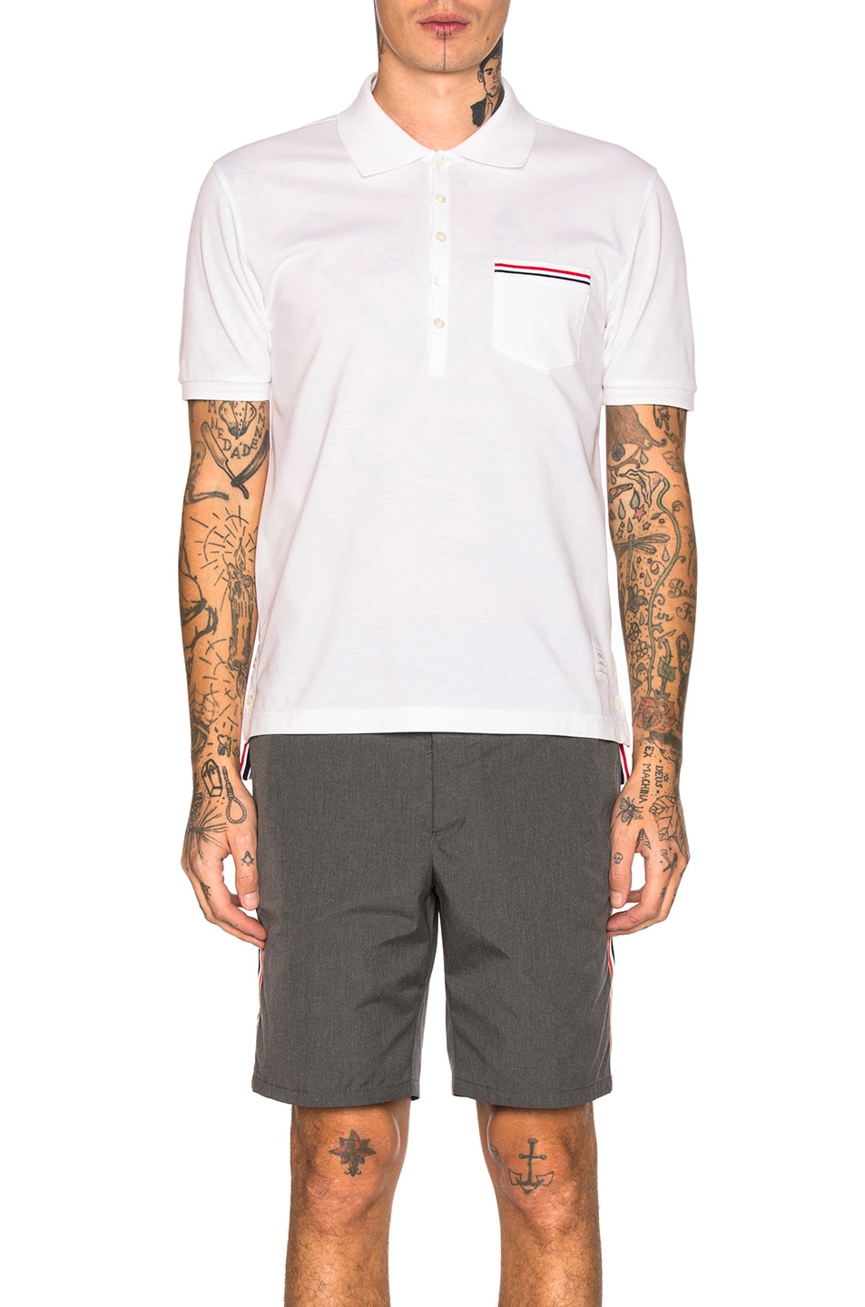 Image 1 of Thom Browne Short Sleeve Polo Shirt in White