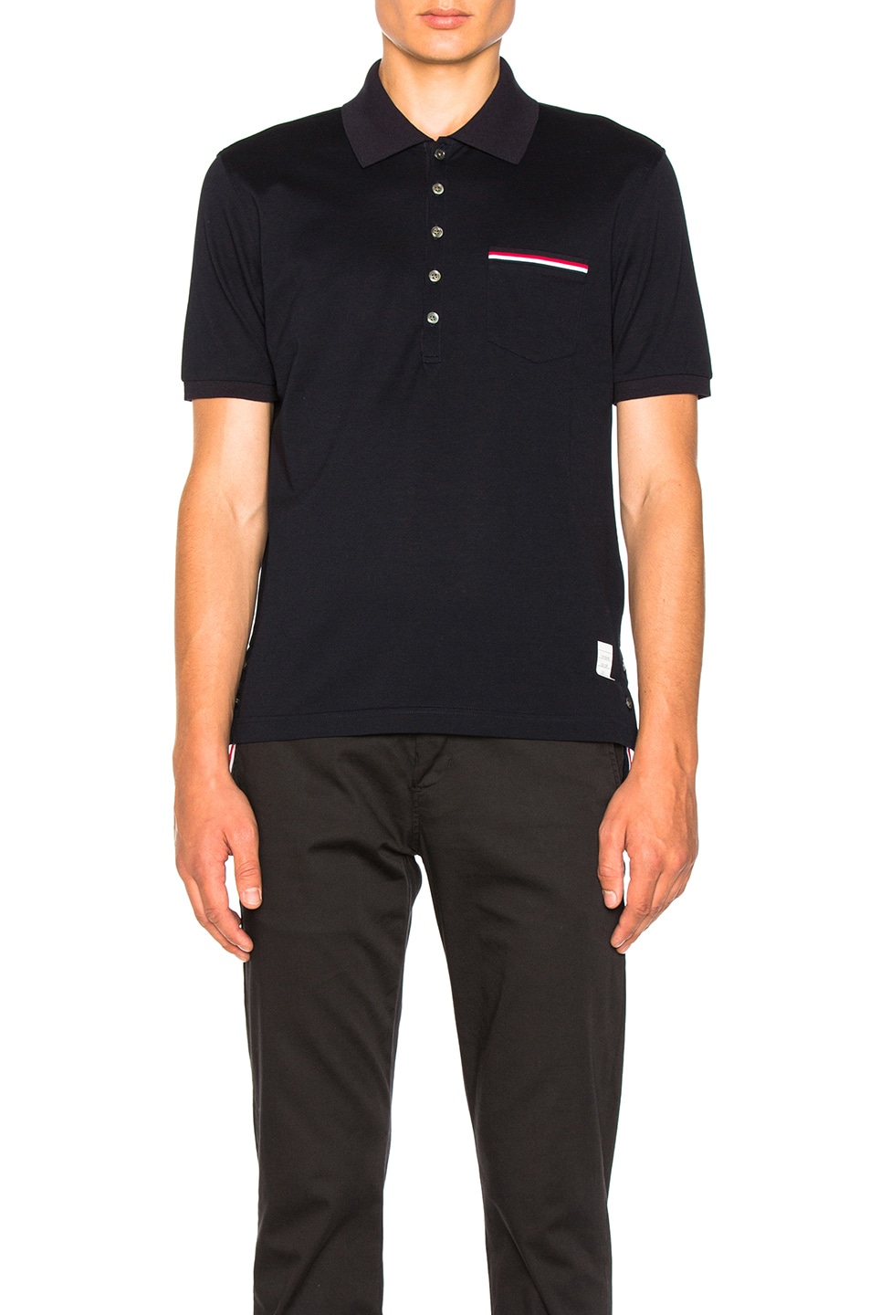 Image 1 of Thom Browne Short Sleeve Polo Shirt in Navy
