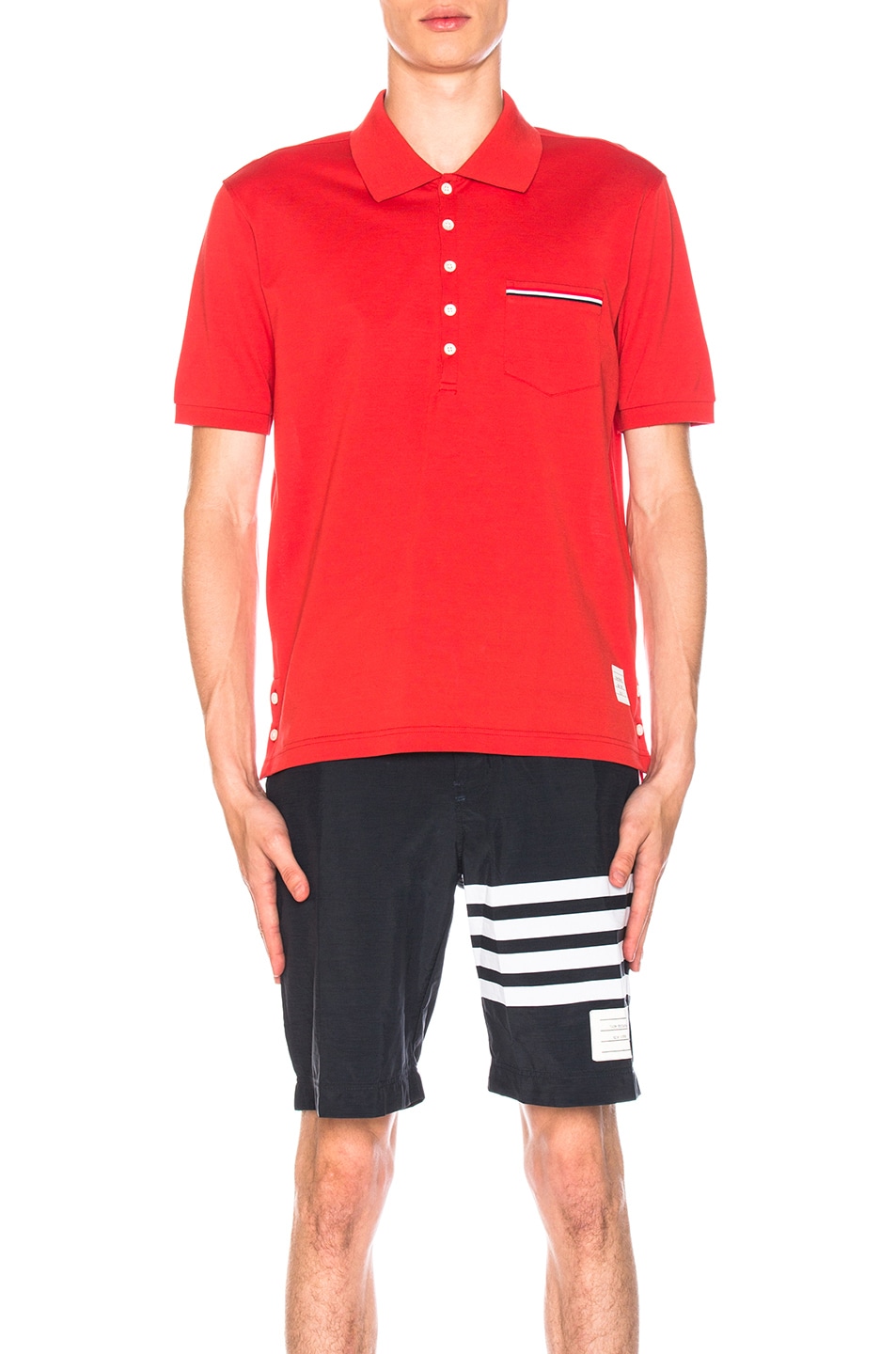 Image 1 of Thom Browne Short Sleeve Polo Shirt in Seasonal Red