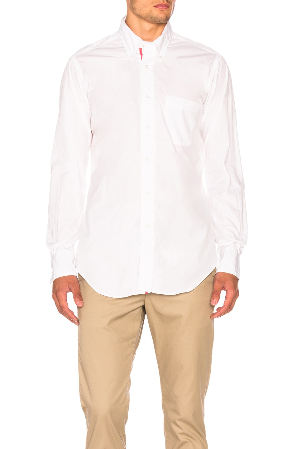 Image 1 of Thom Browne Classic Poplin Button Down with Ribbon Placket in White