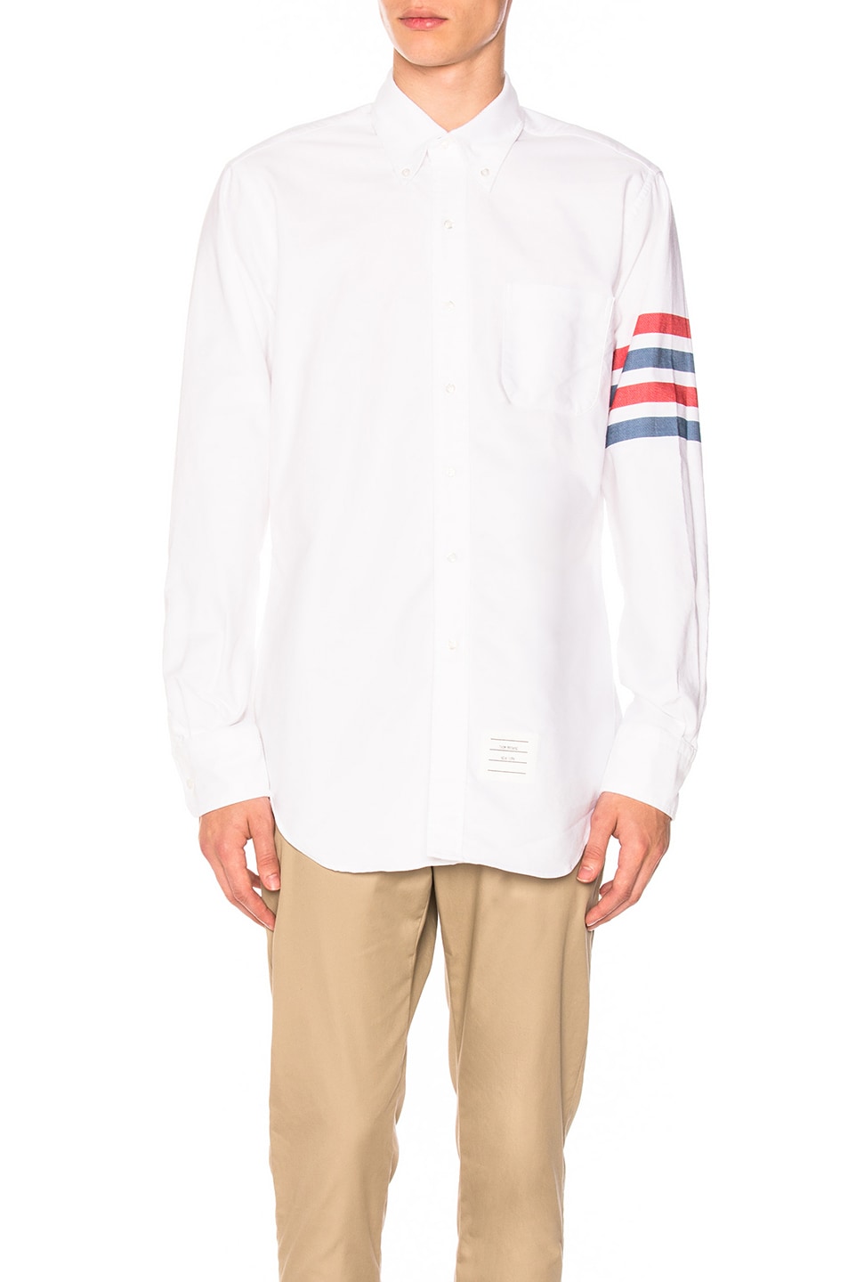 Image 1 of Thom Browne Classic Bar Stripe Button Down in Red & White & Blue
