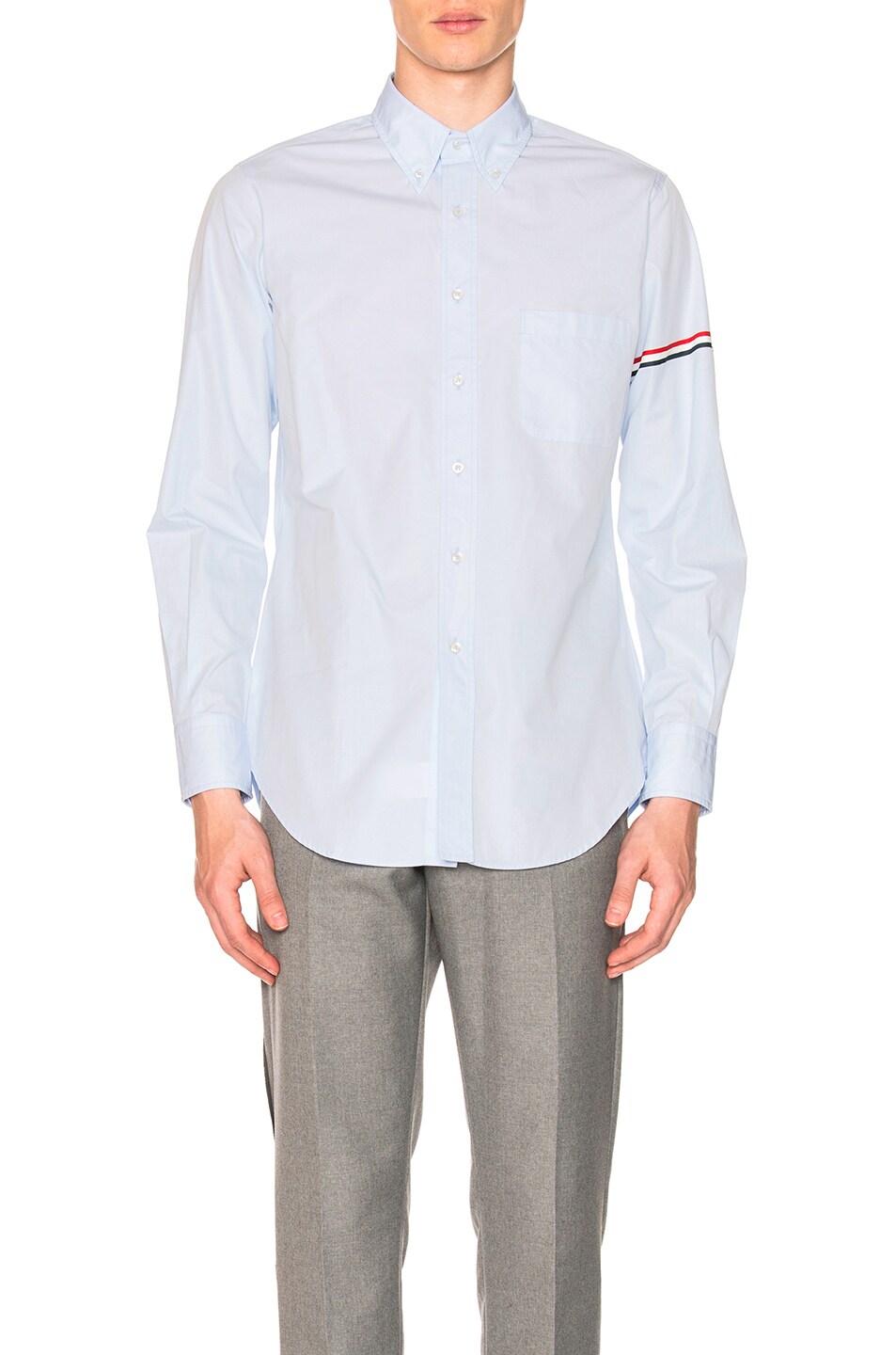 Image 1 of Thom Browne Classic Hairline Stripe Shirt in Light Blue
