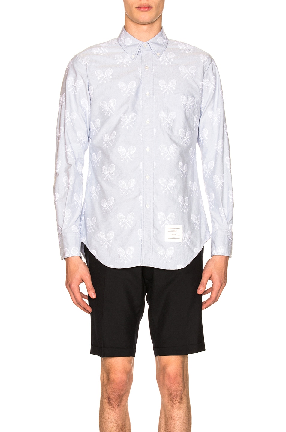 Image 1 of Thom Browne Classic Point Collar Shirt in Light Blue