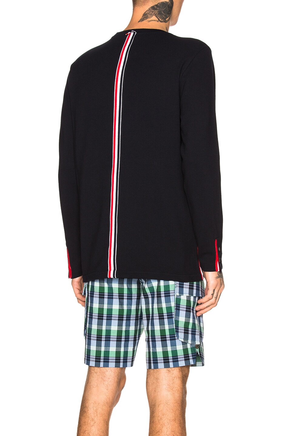 Image 1 of Thom Browne Pique Classic Long Sleeve Tee in Navy