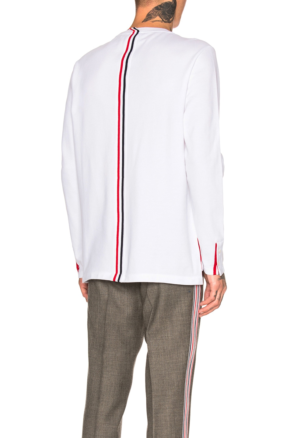 Image 1 of Thom Browne Pique Classic Long Sleeve Tee in White