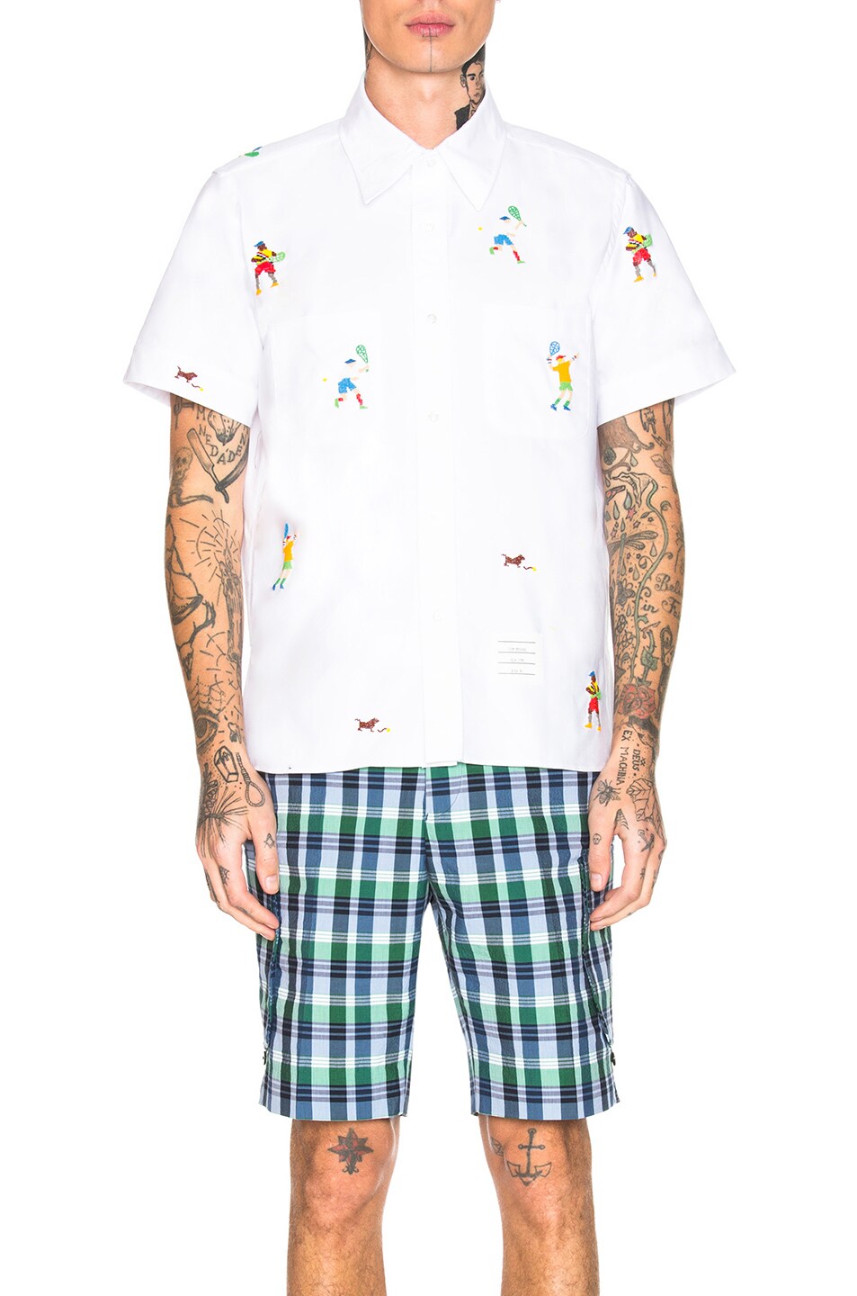 Image 1 of Thom Browne Tennis Embroidered Cuban Shirt in White