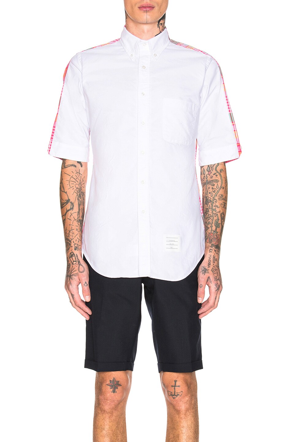Image 1 of Thom Browne Classic Bicolor Point Collar Shirt in Medium Pink