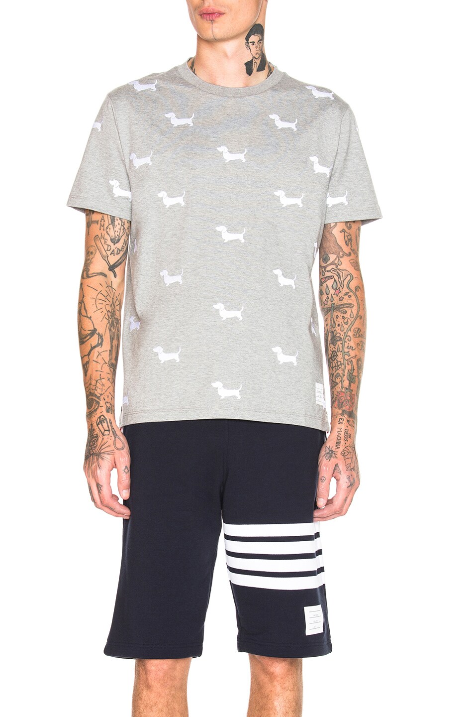 Image 1 of Thom Browne Embroidered Hector Tee in Light Grey