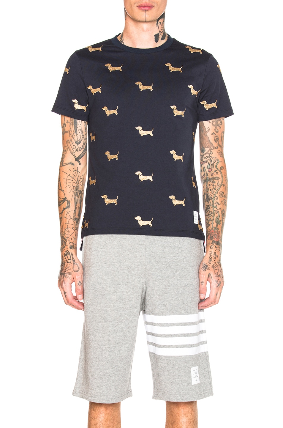 Image 1 of Thom Browne Embroidered Hector Tee in Navy