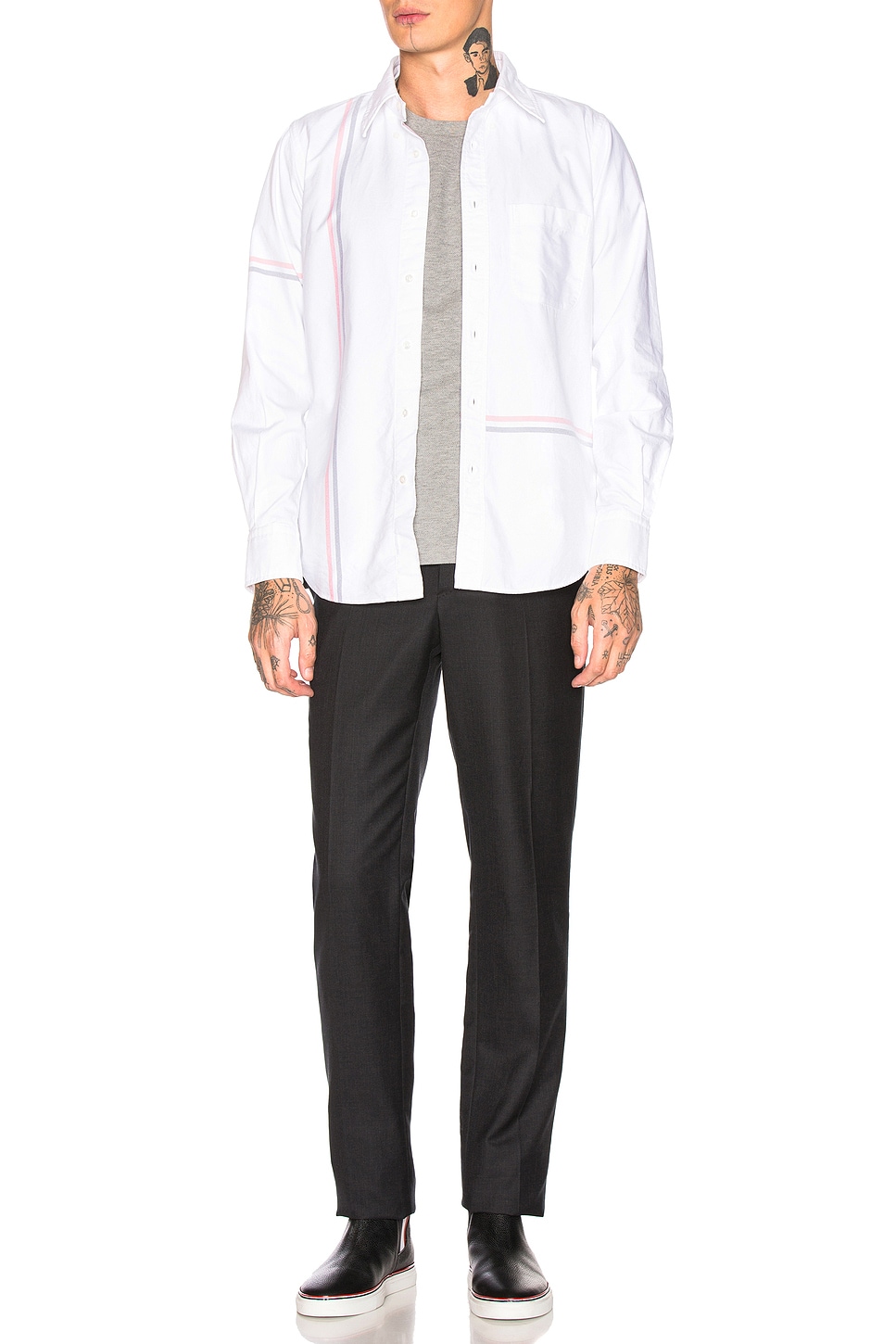 Image 1 of Thom Browne Backstripe Pique Shirt in Light Grey