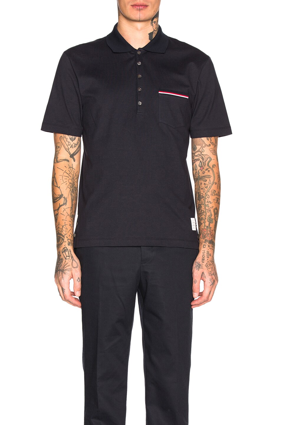 Image 1 of Thom Browne Jersey Polo in Navy
