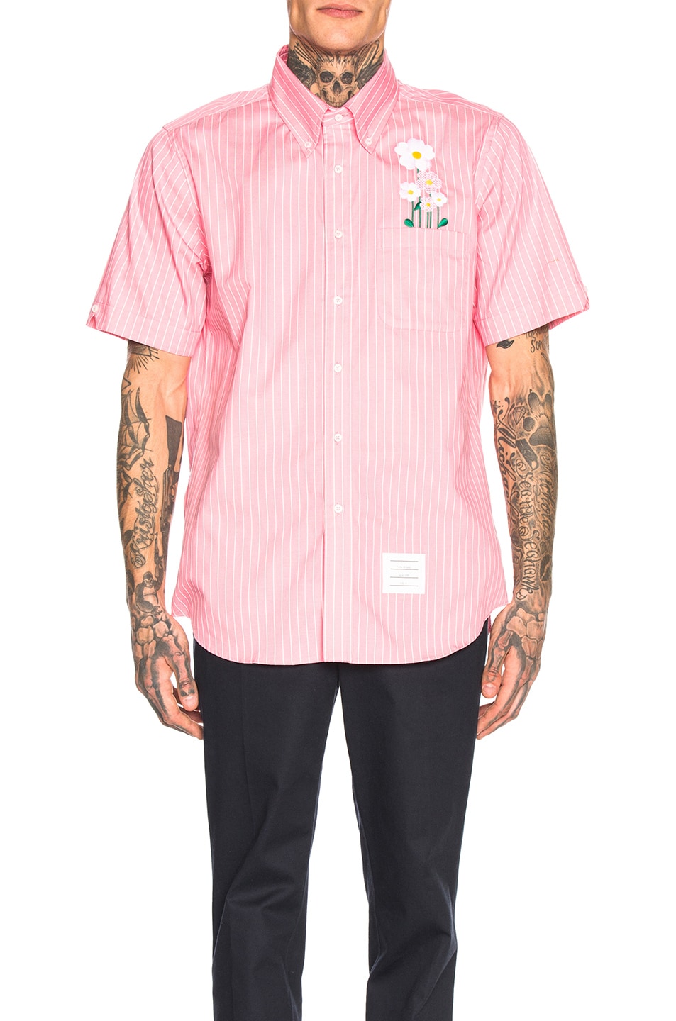 Image 1 of Thom Browne Daisy Pocket Button Down Shirt in Pink