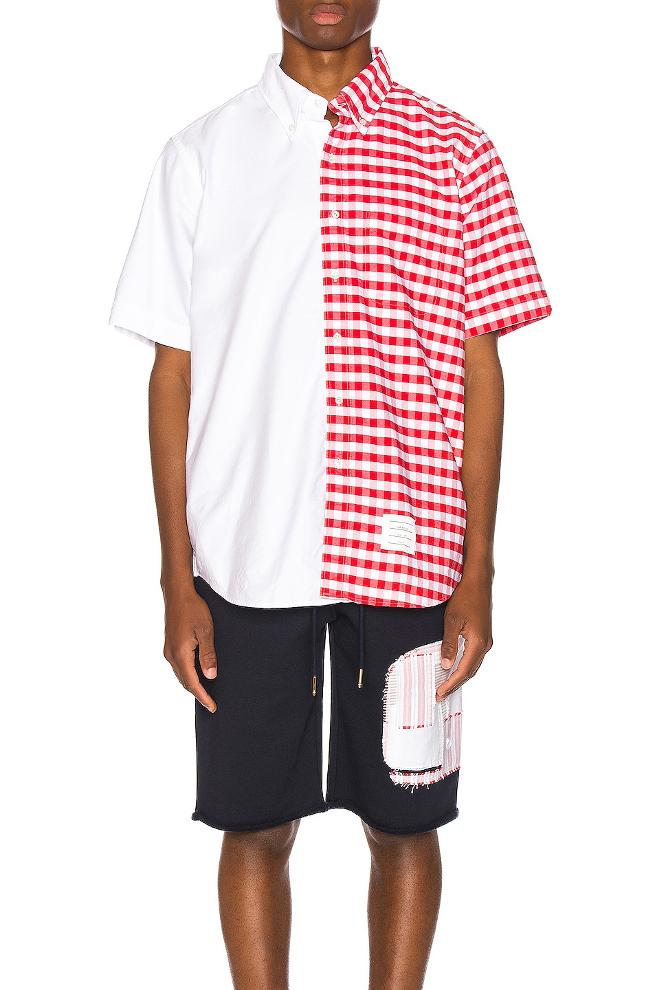 Image 1 of Thom Browne Bicolor Checkered Button Down Shirt in Red