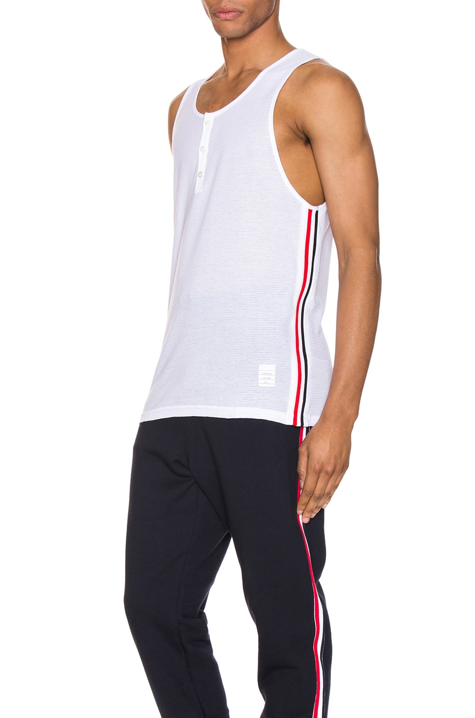 Image 1 of Thom Browne Button Placket Tank Tee in White