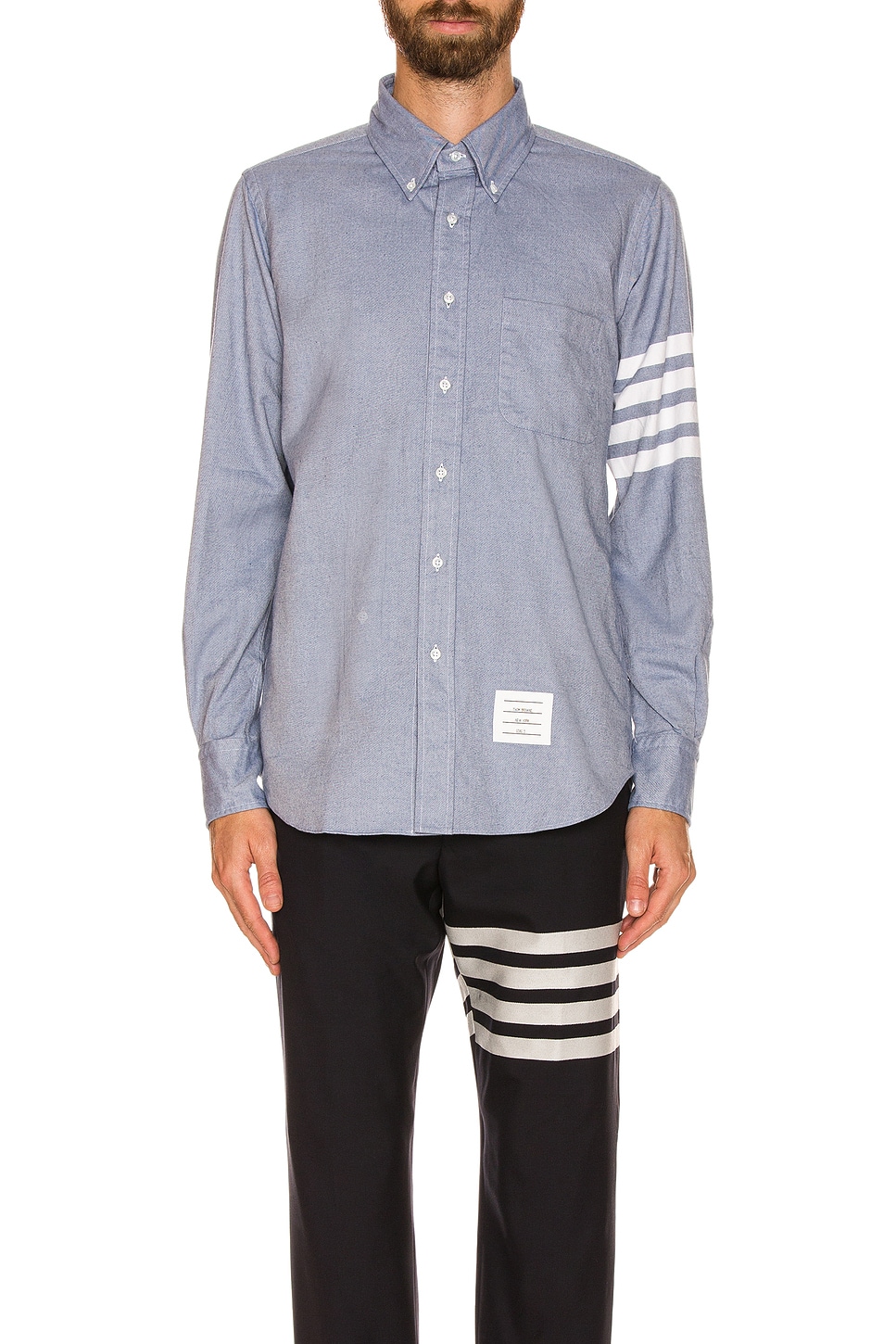 Image 1 of Thom Browne Straight Fit 4 Bar Shirt in Light Blue
