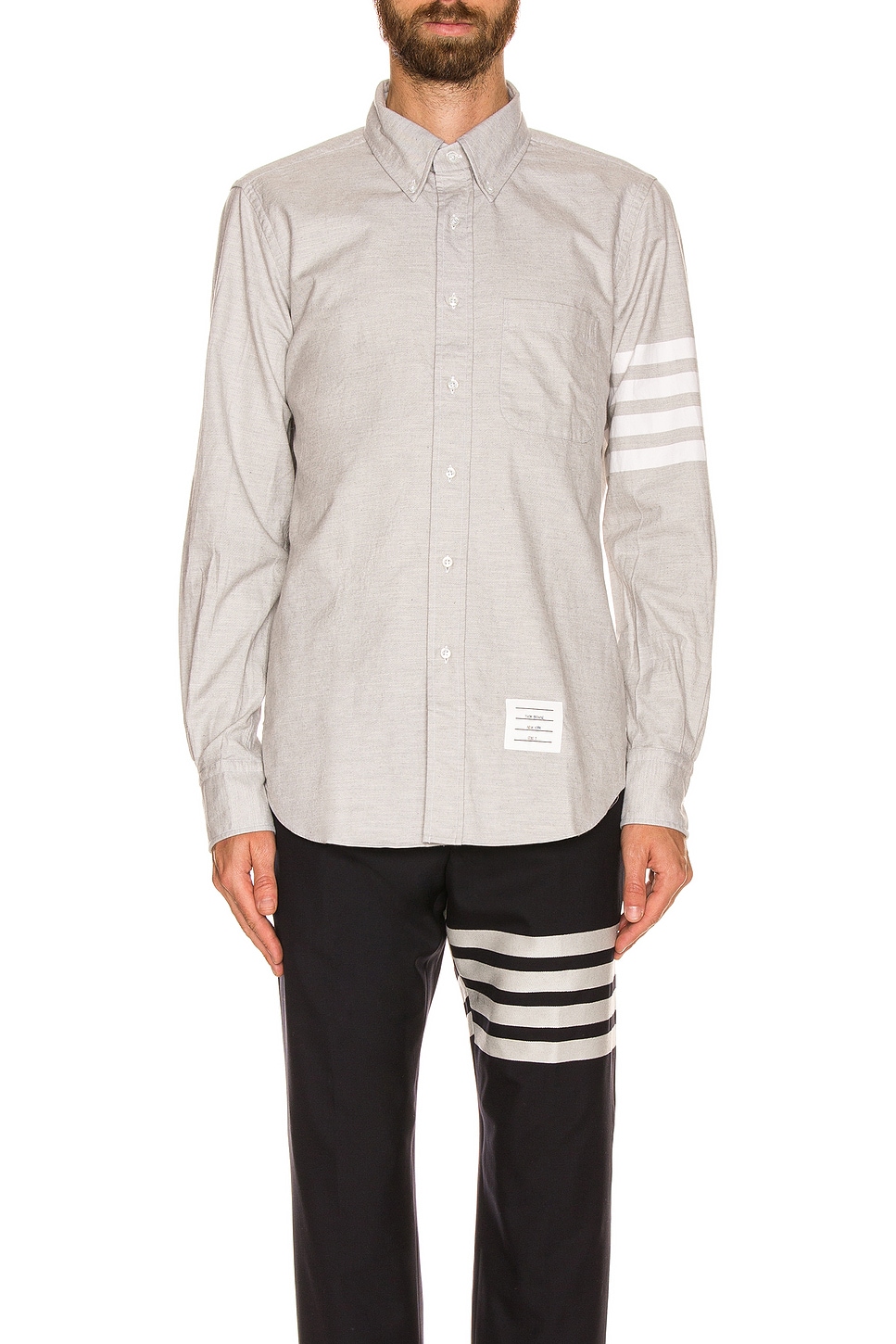 Image 1 of Thom Browne Straight Fit 4 Bar Shirt in Medium Grey