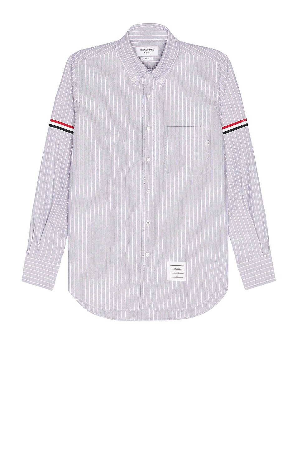 Image 1 of Thom Browne RWB Armbands Pinstripe Straight Fit Shirt in Navy