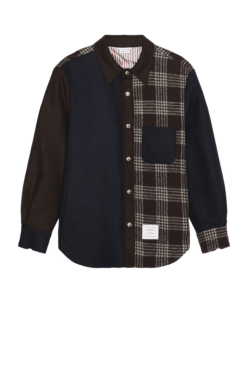 Image 1 of Thom Browne Snap Front Shirt Jacket in Dark Brown