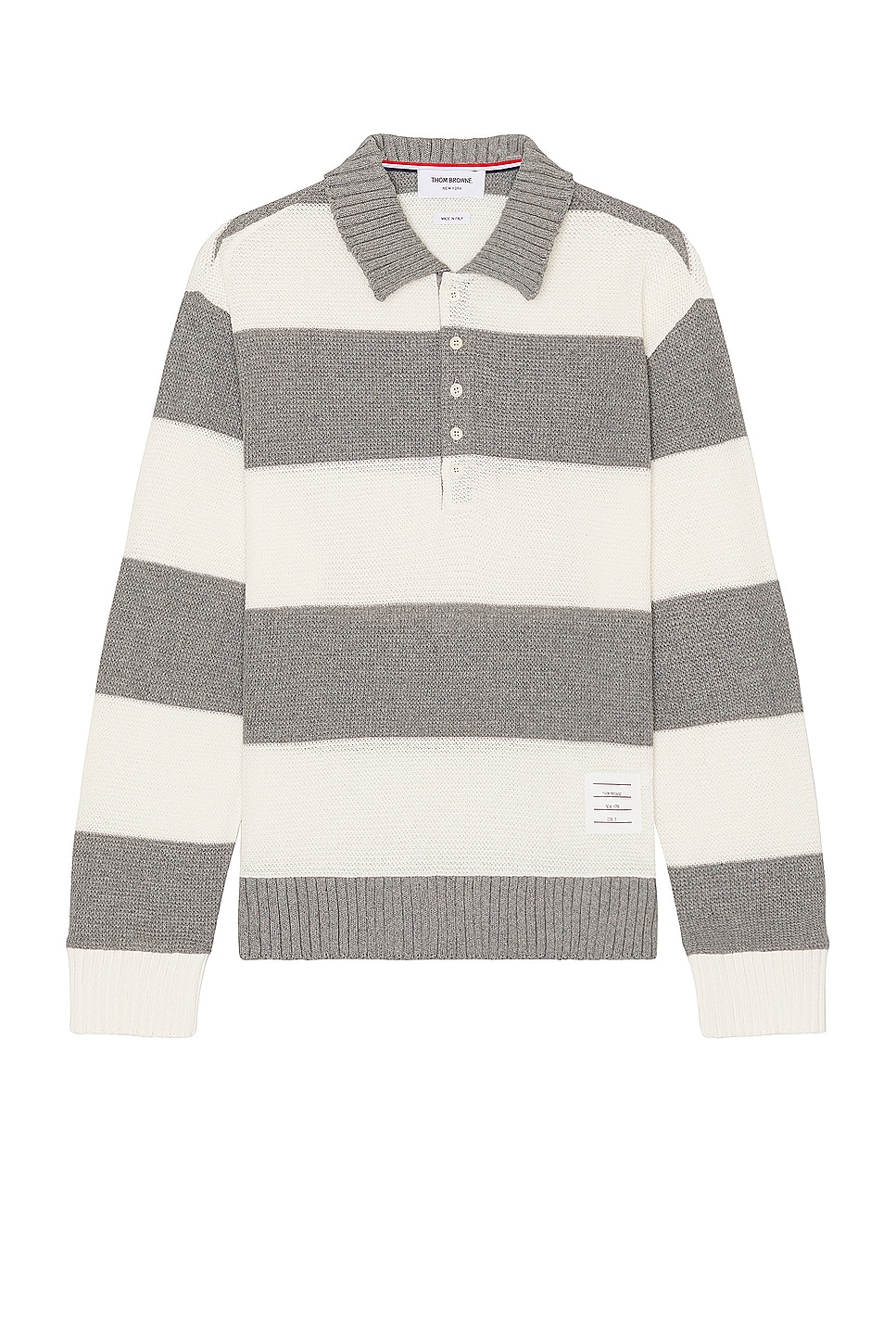 Image 1 of Thom Browne Long Sleeve Stripe Rugby in Light Grey