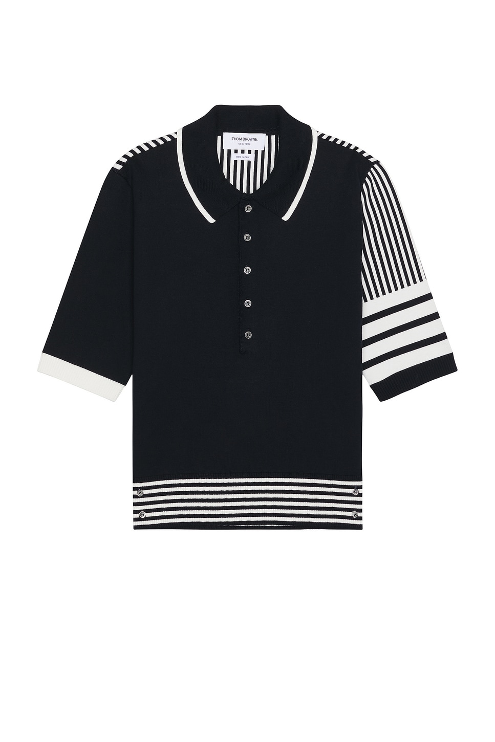 Image 1 of Thom Browne Fun Mix Seersucker Polo in Navy