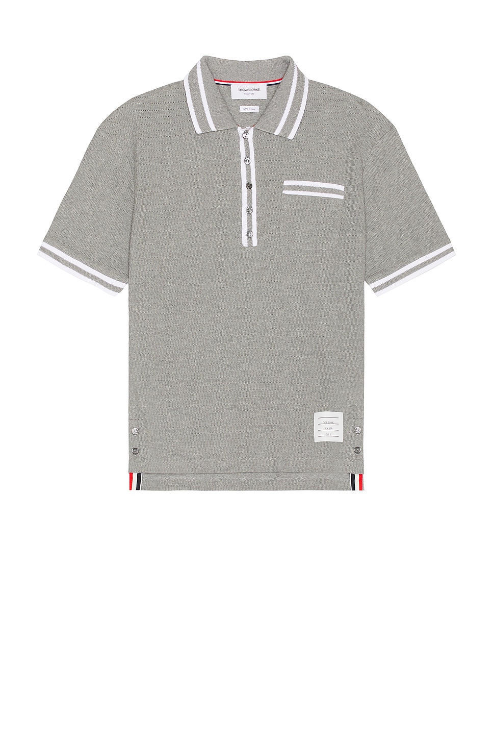 Image 1 of Thom Browne Short Sleeve Rib Cuff Polo in Light Grey