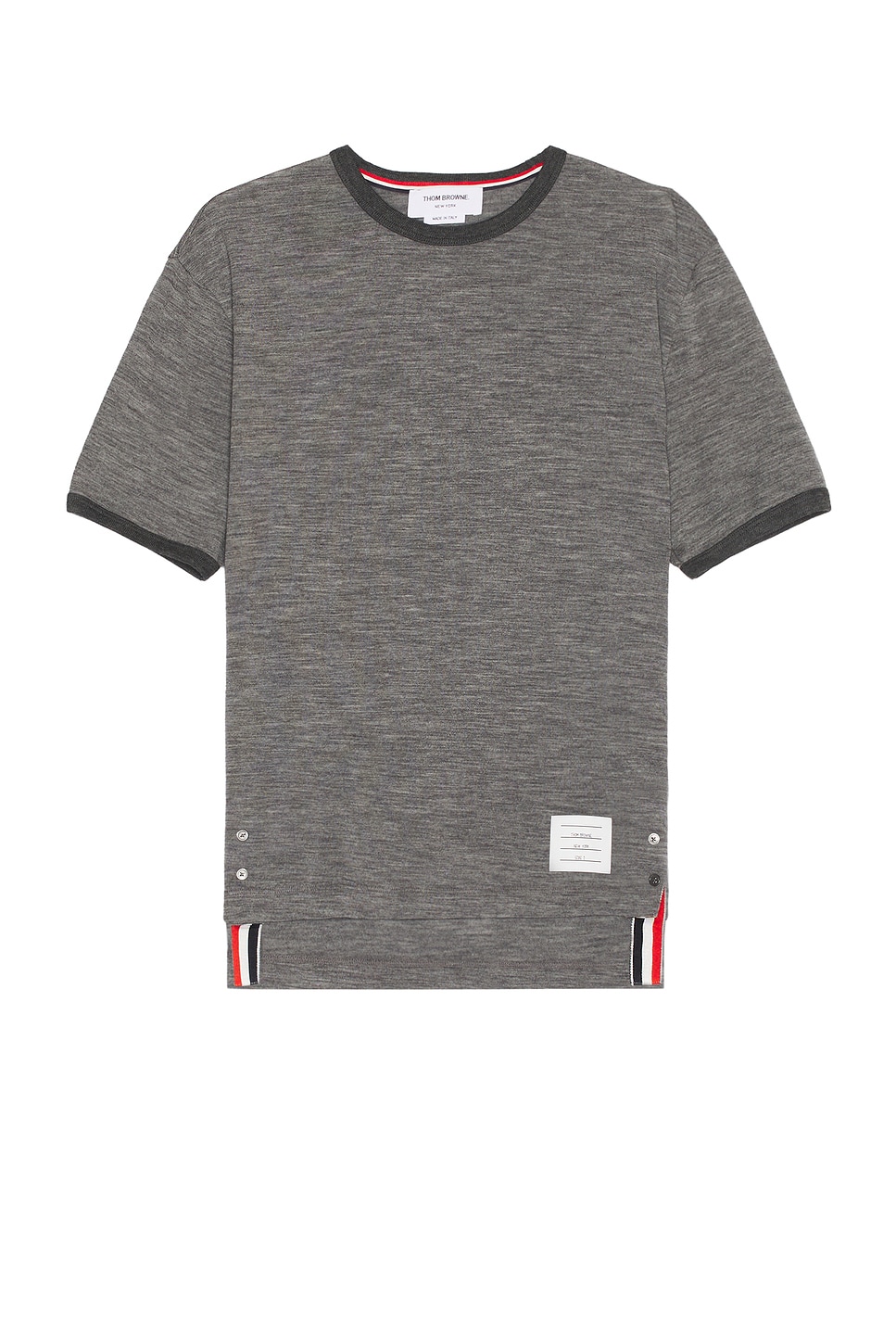 Image 1 of Thom Browne Short Sleeve Ringer Tee in Medium Grey