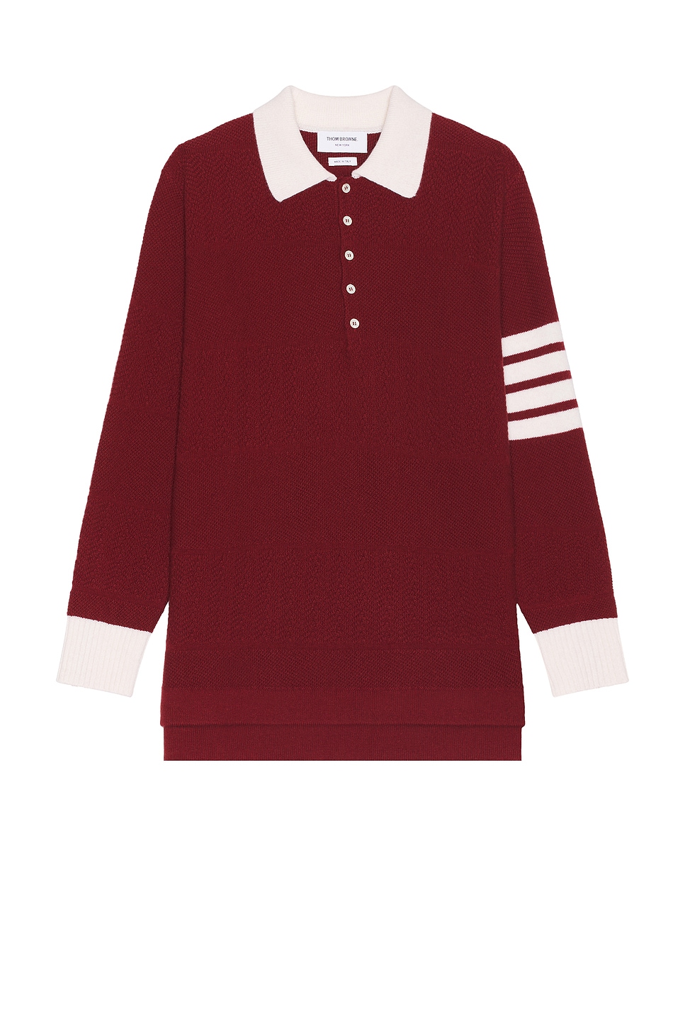 Image 1 of Thom Browne Rugby Stripe Polo in Burgundy