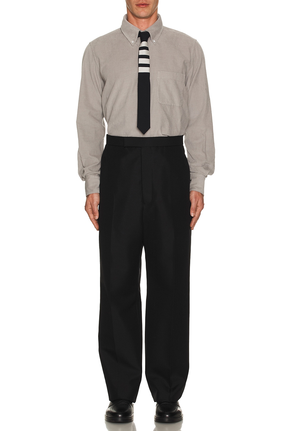 Image 1 of Thom Browne Straight Fit Corduroy Shirt in Light Grey