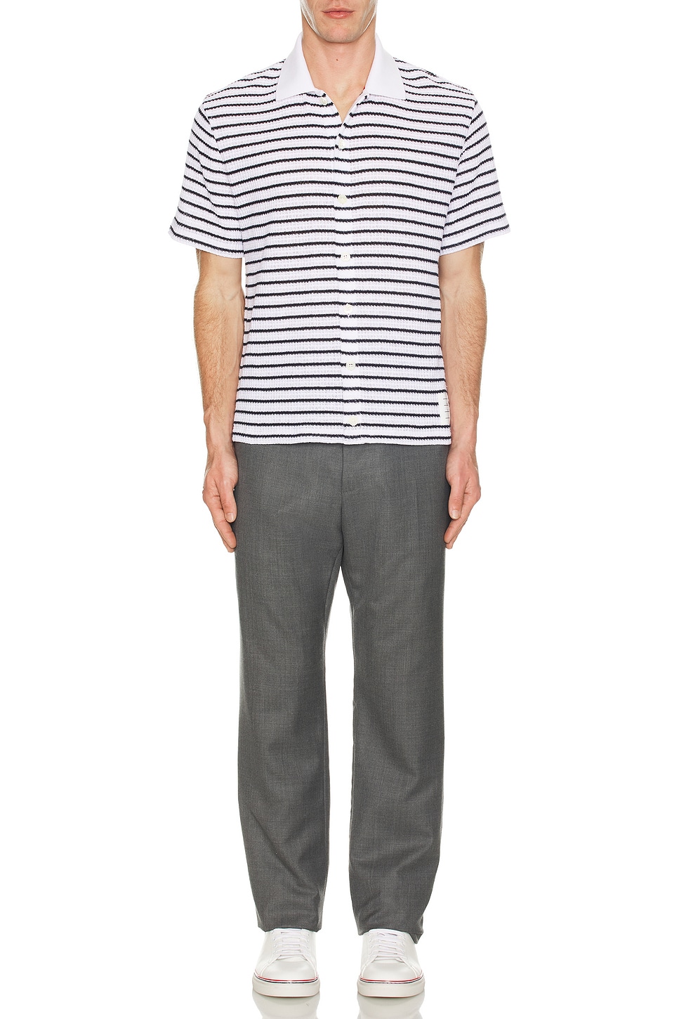 Image 1 of Thom Browne Short Sleeve Button Down Shirt in Navy