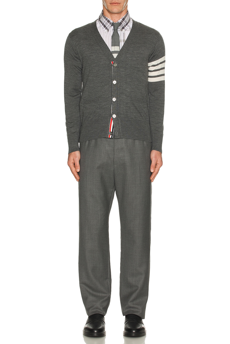 Image 1 of Thom Browne Straight Fit Fun Mix Button Down in Medium Grey