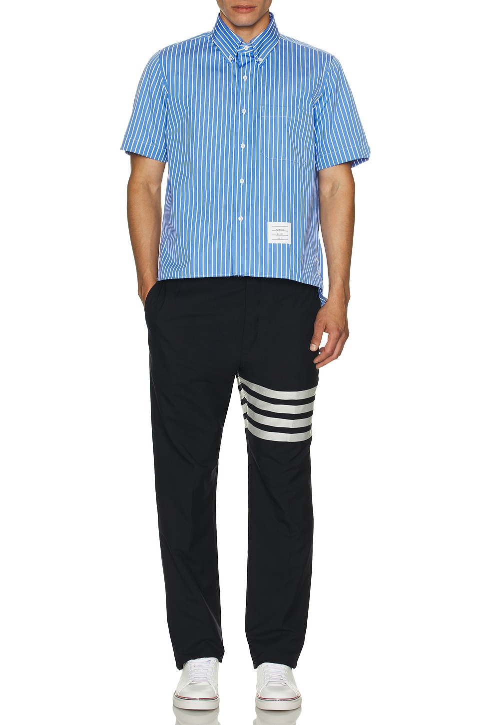 Image 1 of Thom Browne Straight Fit Shirt in Medium Blue