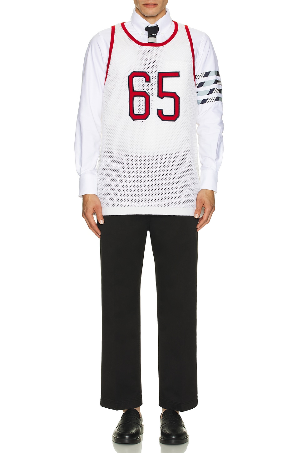 Image 1 of Thom Browne Athletic Cashmere Mesh Basketball Jersey in White