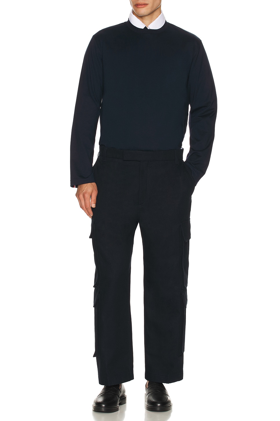 Image 1 of Thom Browne Oversized Long Sleeve Tee in Navy