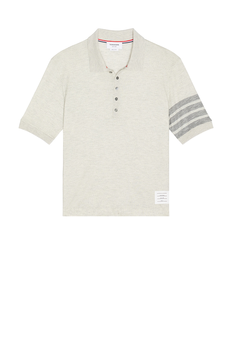 Thom Browne Short Sleeve Rib Cuff Polo In Gray
