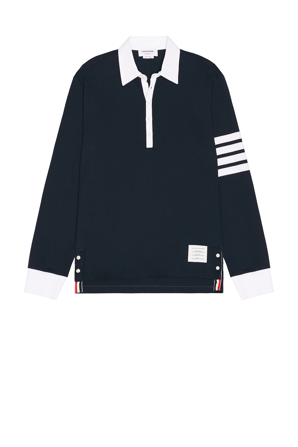 Image 1 of Thom Browne Classic Fit Long Sleeve Rugby Shirt in Navy