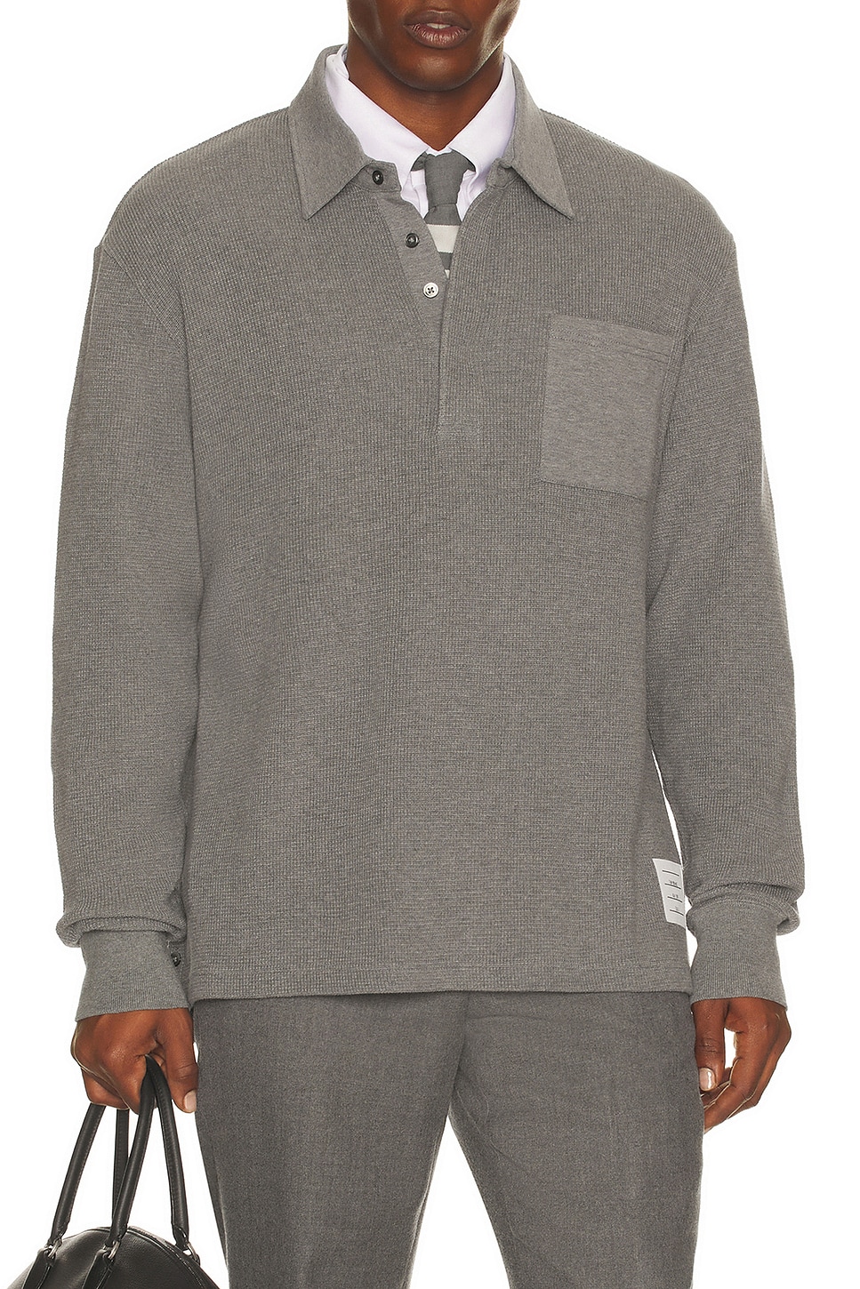 Image 1 of Thom Browne Rugby Polo With 4 Bar in Medium Grey