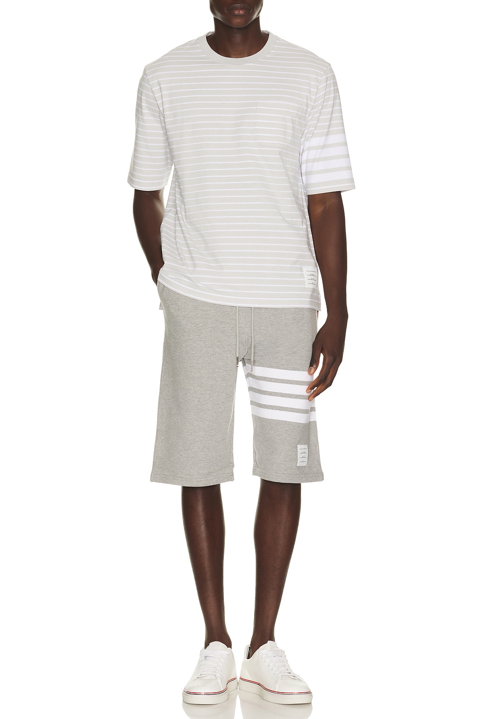 Thom Browne Short Sleeve Tee With Chest Pocket In White