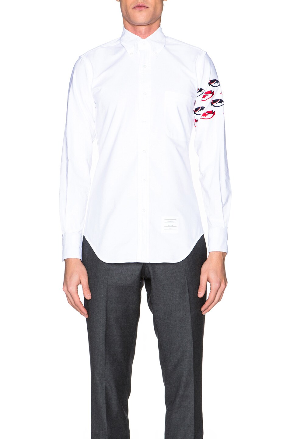 Image 1 of Thom Browne Classic Oxford with Fish Embroidery Arm Band in White