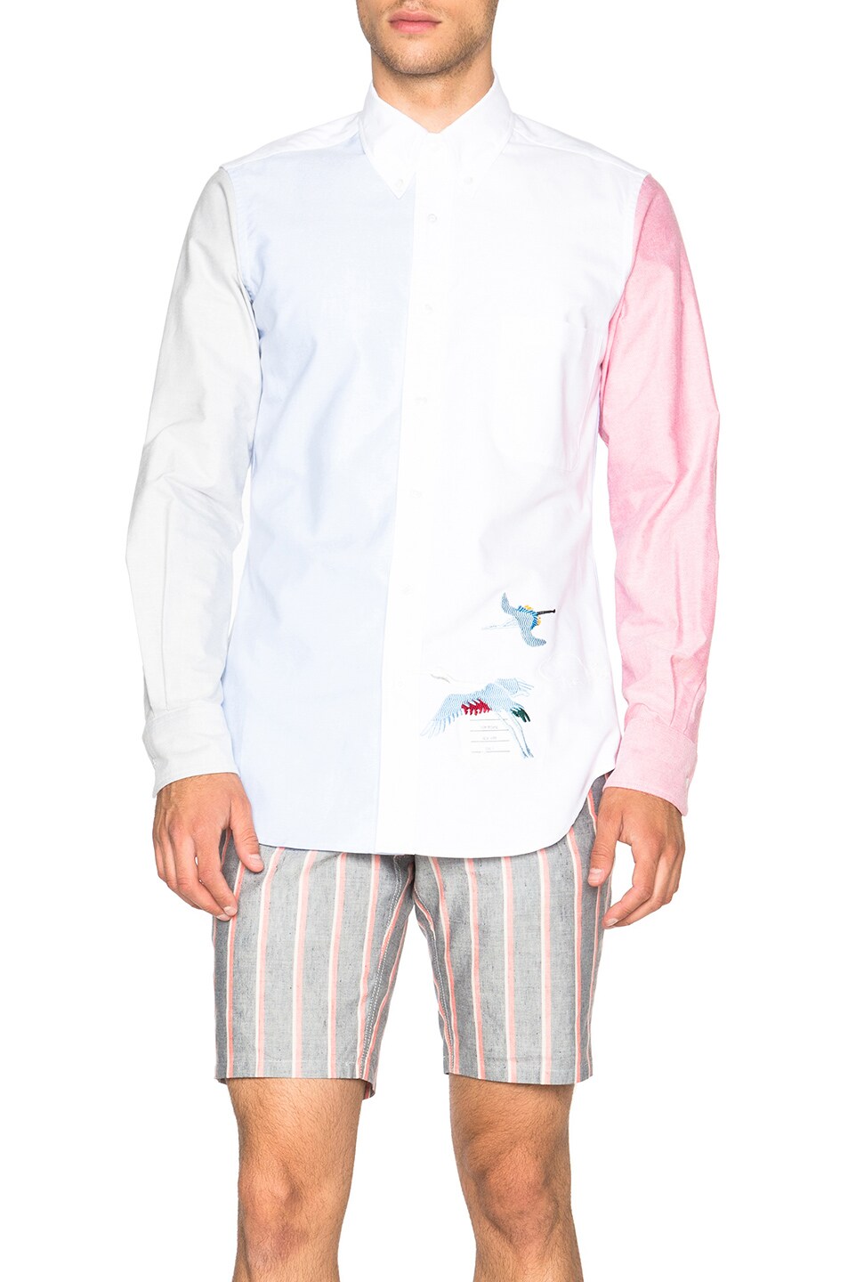 Image 1 of Thom Browne Classic Fun Mix Shirt with Crane Embroidery in White