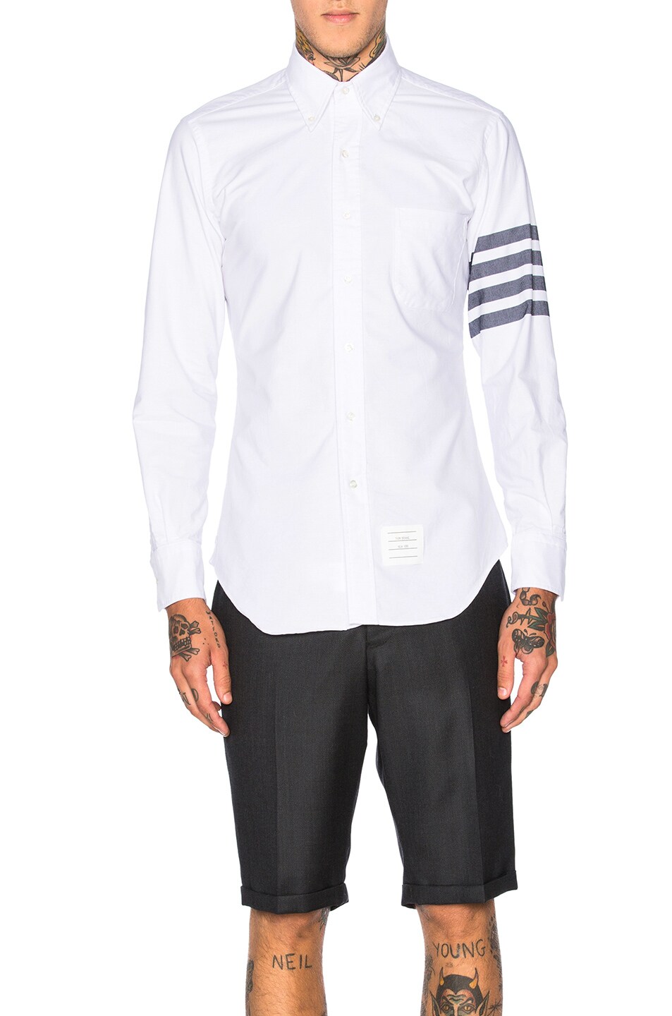 Image 1 of Thom Browne Bar Stripe Oxford Shirt in White