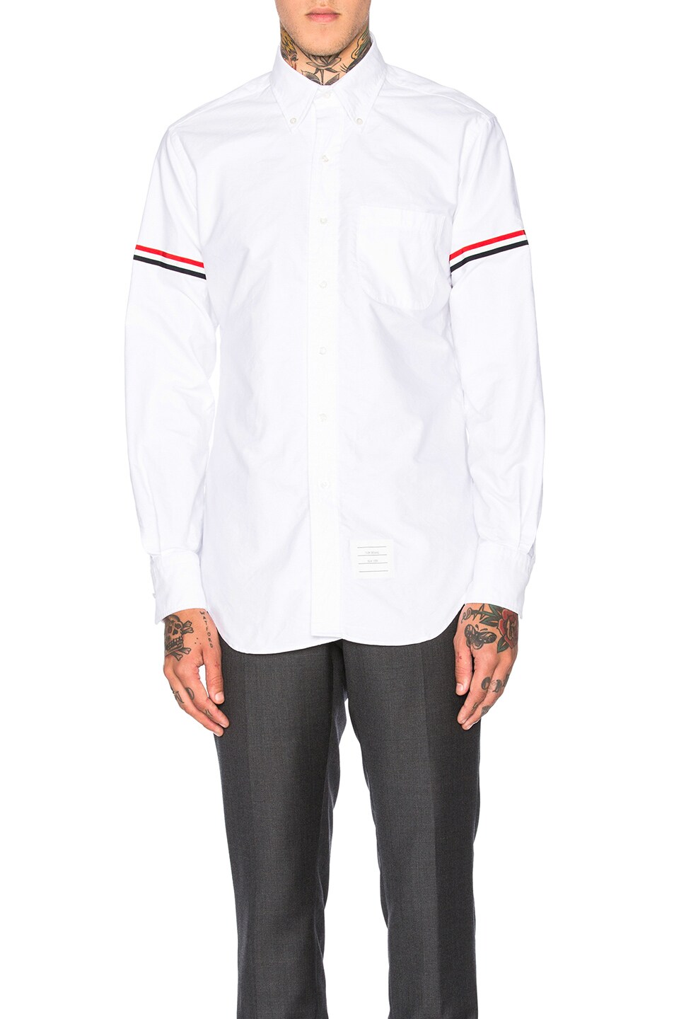 Image 1 of Thom Browne Classic Button Down with Grosgrain Armbands in White