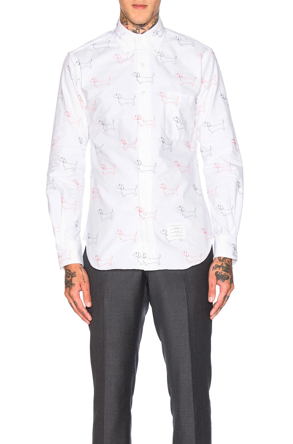 Image 1 of Thom Browne Hector Embroidery Oxford Shirt in White