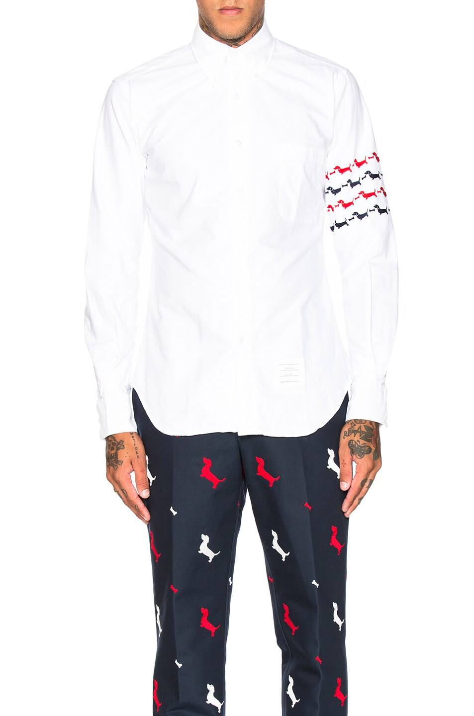 Image 1 of Thom Browne Hector & Bone Embroidered Oxford Shirt in White