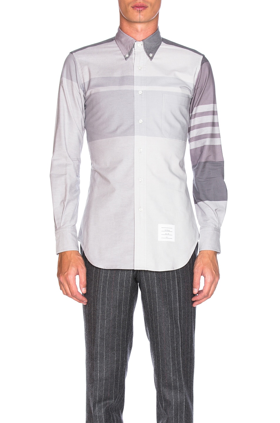 Image 1 of Thom Browne Oversize Plaid Oxford Shirt in Medium Grey