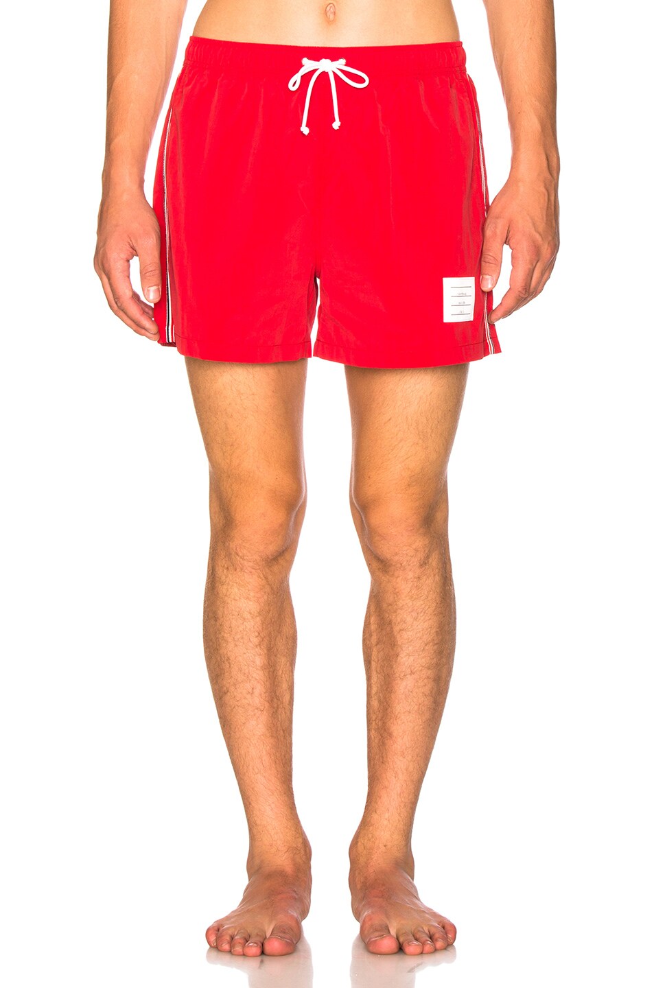 Image 1 of Thom Browne Classic Brushed Finish Swim Trunk in Red