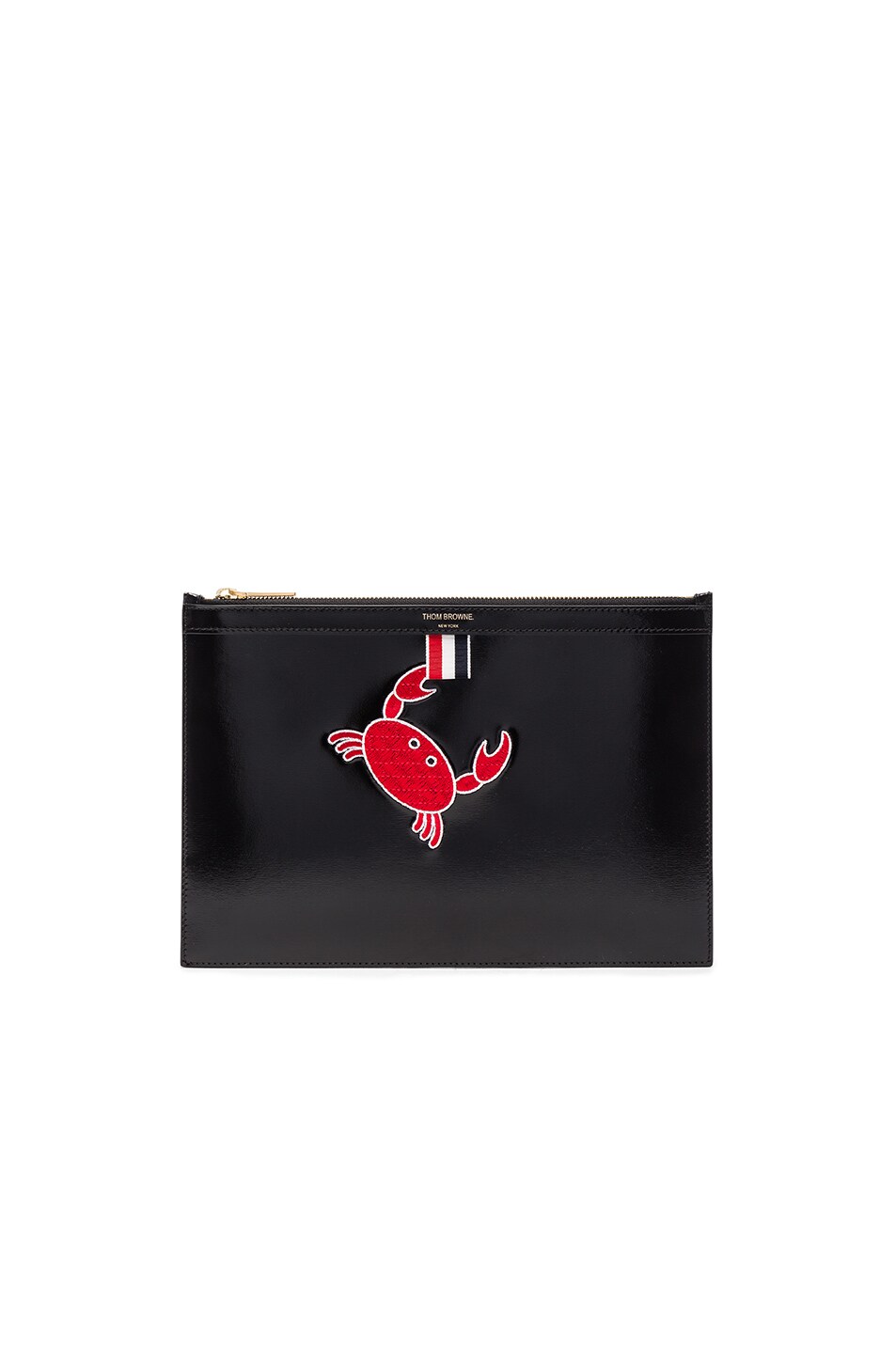 Image 1 of Thom Browne Embroidered Small Zipper Tablet Holder in Black